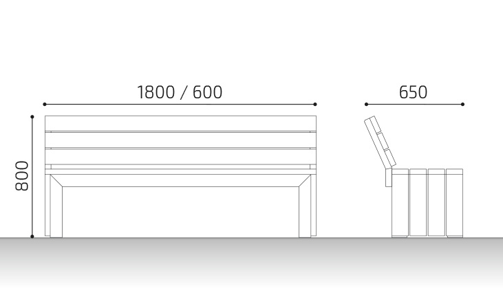 medidas banco urbano de madera prosa