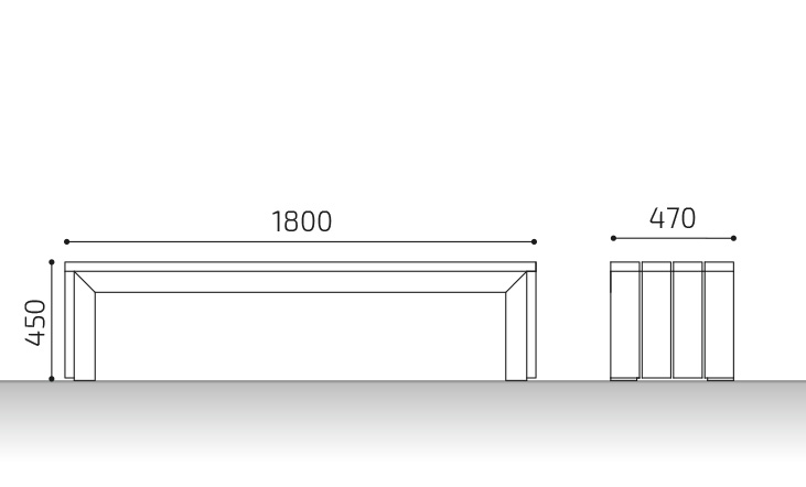medidas banqueta urbana de madera prosa