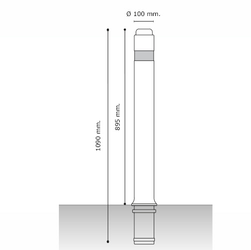 medidas pilona aeco con baliza solar leds