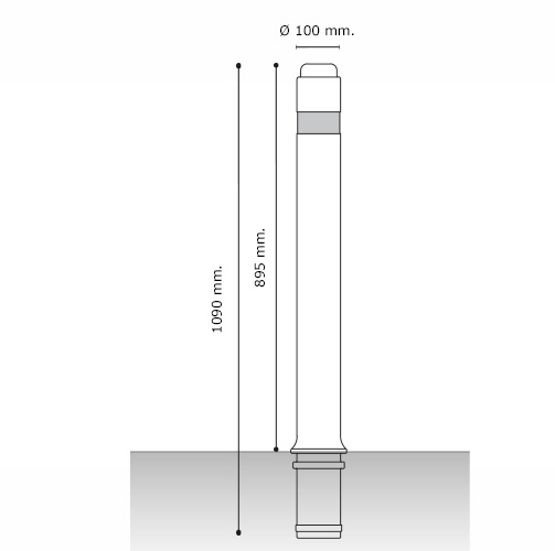 medidas pilona aflex con baliza solar leds